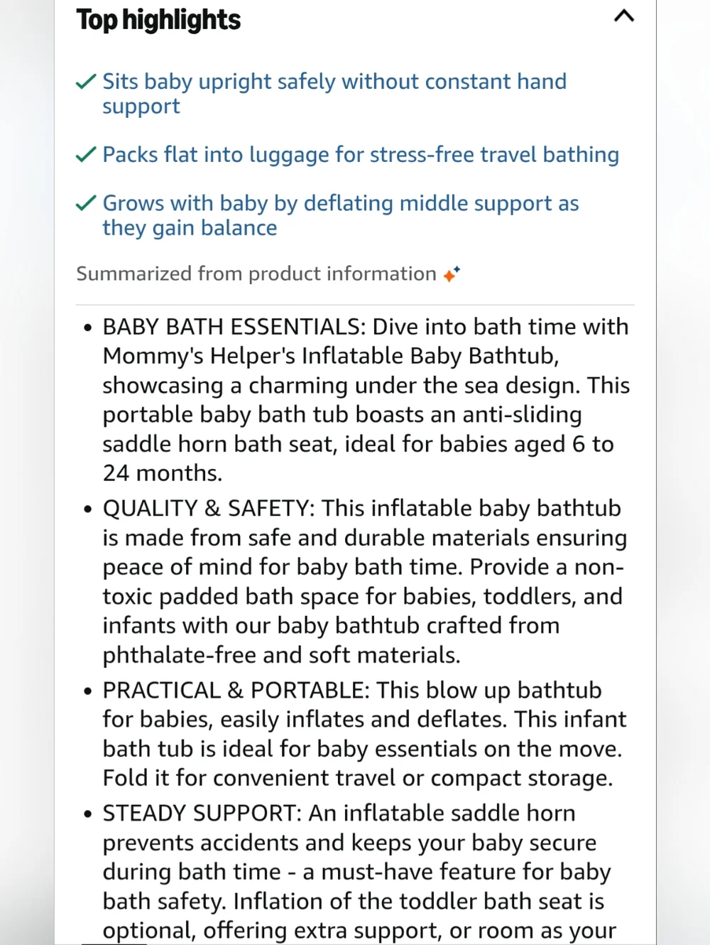 EUC Mommy's Helper Inflatable Baby Bathtub